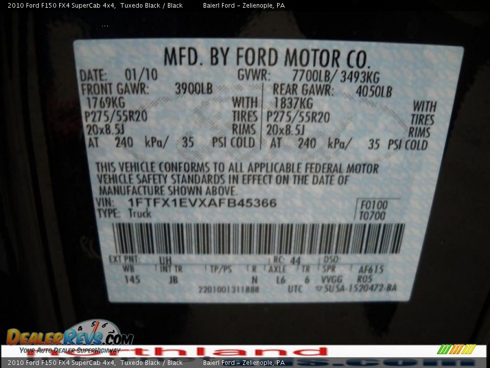 2010 Ford F150 FX4 SuperCab 4x4 Tuxedo Black / Black Photo #12
