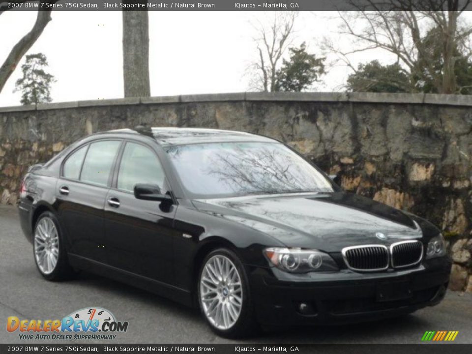 2007 BMW 7 Series 750i Sedan Black Sapphire Metallic / Natural Brown Photo #1