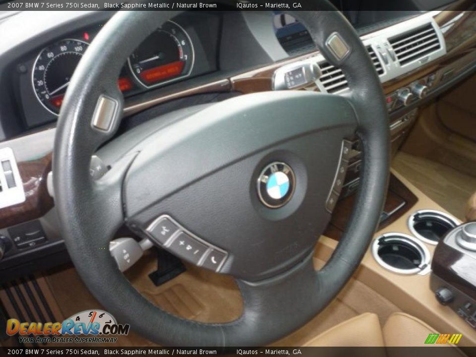 2007 BMW 7 Series 750i Sedan Black Sapphire Metallic / Natural Brown Photo #18