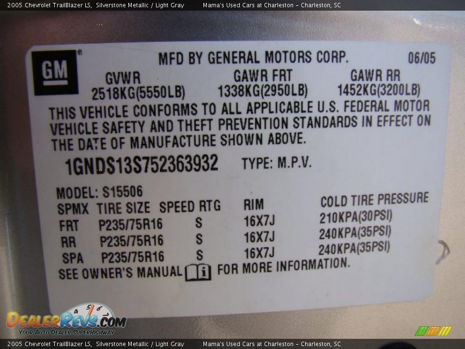 2005 Chevrolet TrailBlazer LS Silverstone Metallic / Light Gray Photo #25