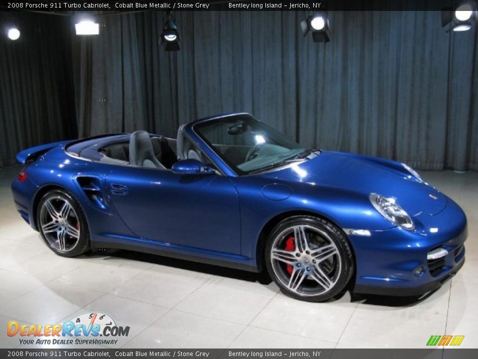 2008 Porsche 911 Turbo Cabriolet Cobalt Blue Metallic / Stone Grey Photo #3