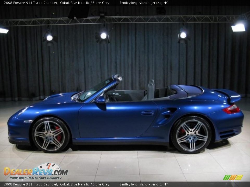 2008 Porsche 911 Turbo Cabriolet Cobalt Blue Metallic / Stone Grey Photo #16