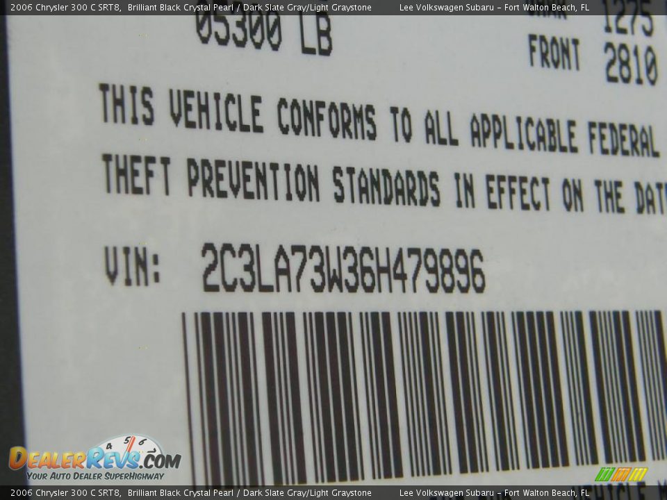 2006 Chrysler 300 C SRT8 Brilliant Black Crystal Pearl / Dark Slate Gray/Light Graystone Photo #32