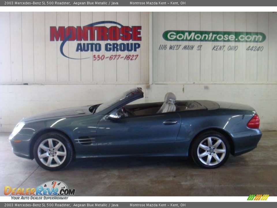 2003 Mercedes-Benz SL 500 Roadster Aegean Blue Metallic / Java Photo #2