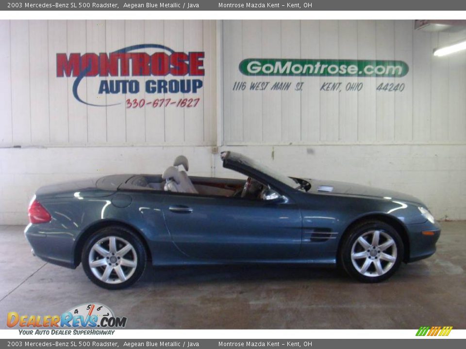 2003 Mercedes-Benz SL 500 Roadster Aegean Blue Metallic / Java Photo #4