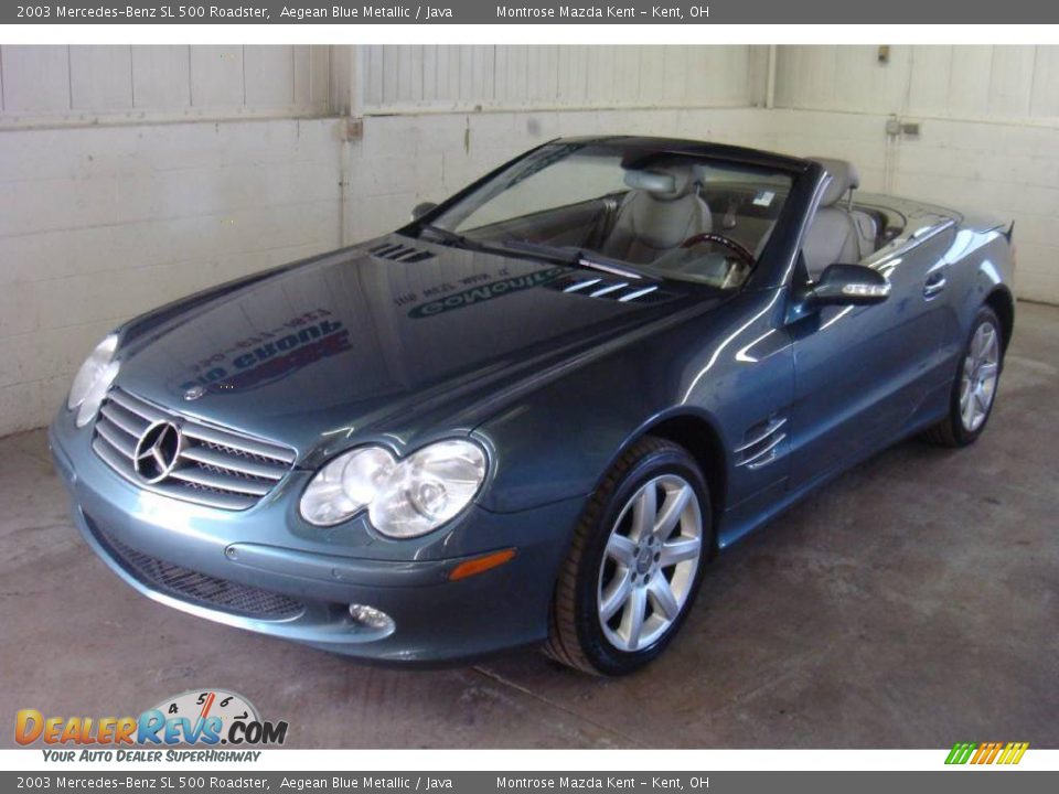 2003 Mercedes-Benz SL 500 Roadster Aegean Blue Metallic / Java Photo #6