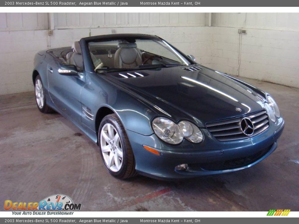 2003 Mercedes-Benz SL 500 Roadster Aegean Blue Metallic / Java Photo #10