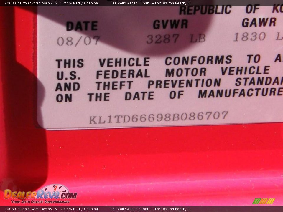2008 Chevrolet Aveo Aveo5 LS Victory Red / Charcoal Photo #29