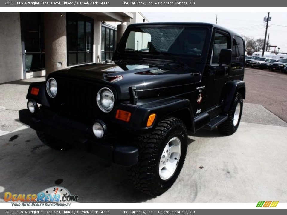 2001 Jeep Wrangler Sahara 4x4 Black / Camel/Dark Green Photo #2