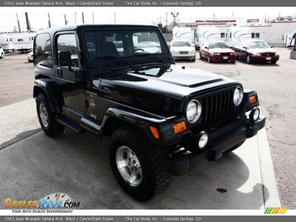2001 Jeep Wrangler Sahara 4x4 Black / Camel/Dark Green Photo #3