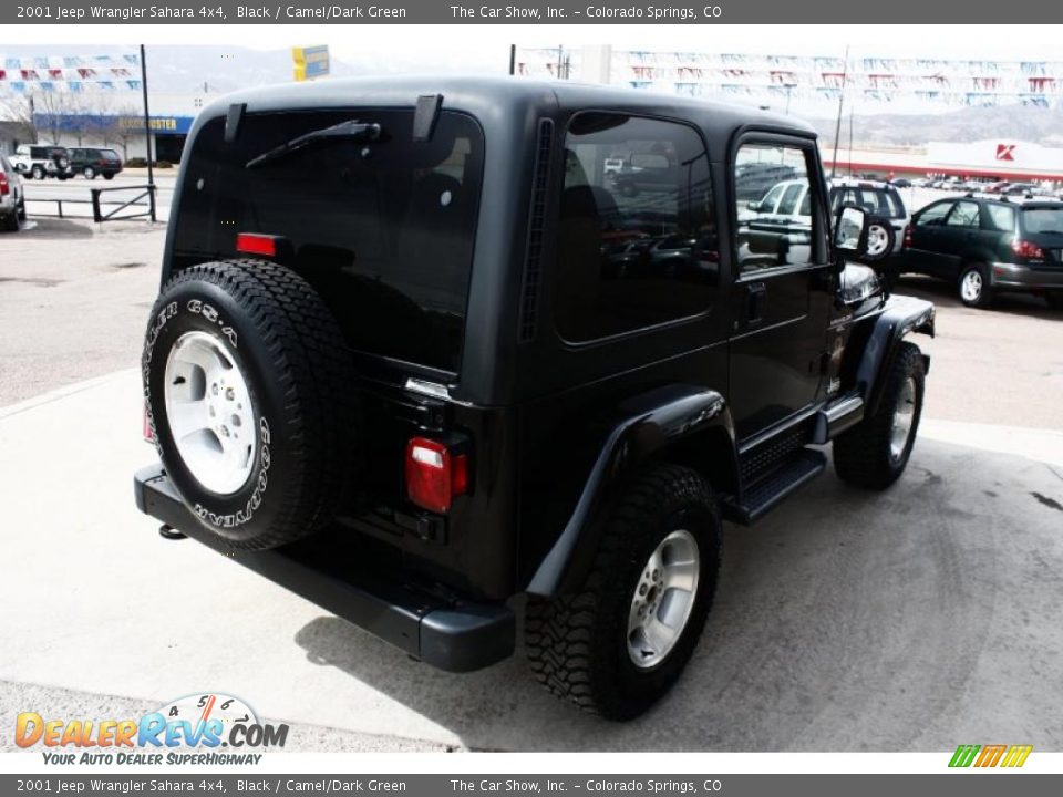 2001 Jeep Wrangler Sahara 4x4 Black / Camel/Dark Green Photo #4