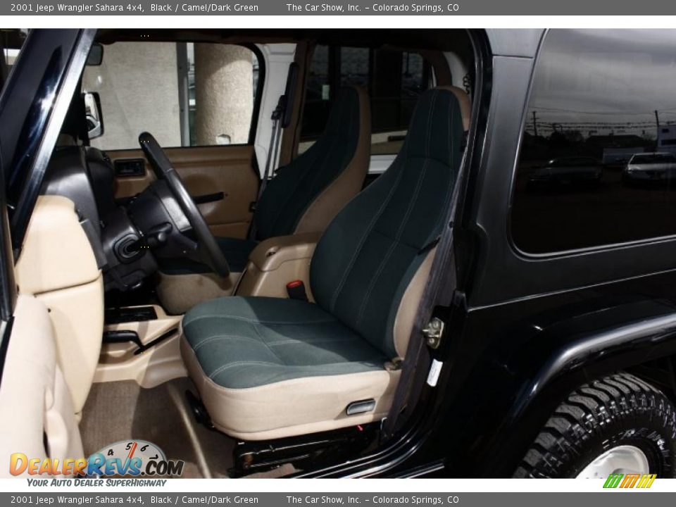 2001 Jeep Wrangler Sahara 4x4 Black / Camel/Dark Green Photo #6