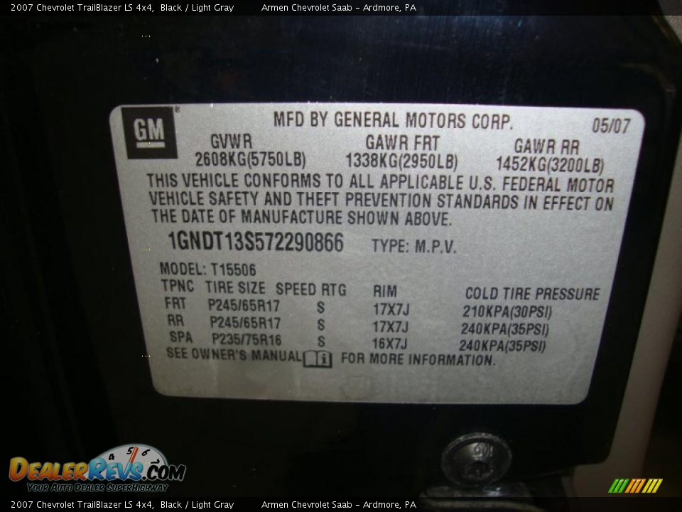 2007 Chevrolet TrailBlazer LS 4x4 Black / Light Gray Photo #35