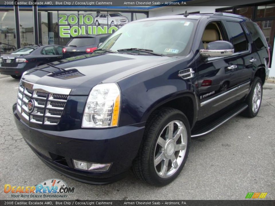 2008 Cadillac Escalade AWD Blue Chip / Cocoa/Light Cashmere Photo #1