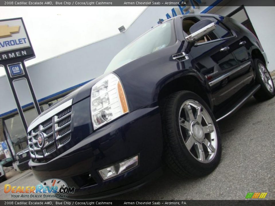 2008 Cadillac Escalade AWD Blue Chip / Cocoa/Light Cashmere Photo #2