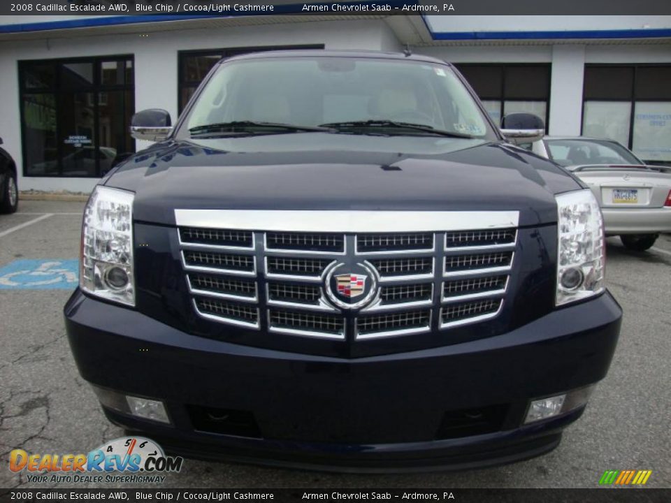 2008 Cadillac Escalade AWD Blue Chip / Cocoa/Light Cashmere Photo #4