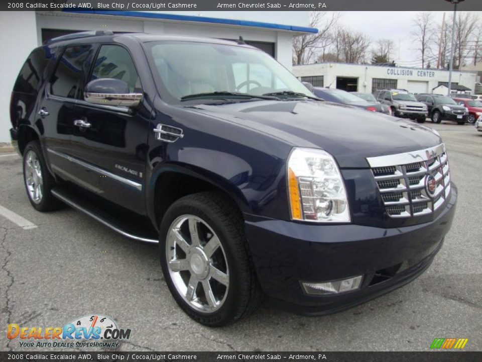 2008 Cadillac Escalade AWD Blue Chip / Cocoa/Light Cashmere Photo #5
