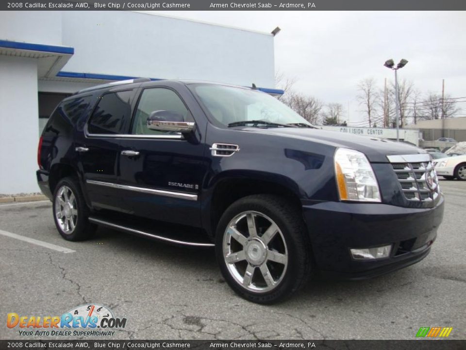 2008 Cadillac Escalade AWD Blue Chip / Cocoa/Light Cashmere Photo #6