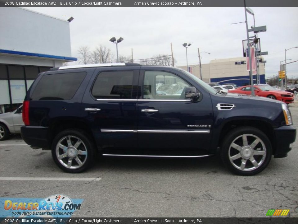 2008 Cadillac Escalade AWD Blue Chip / Cocoa/Light Cashmere Photo #7