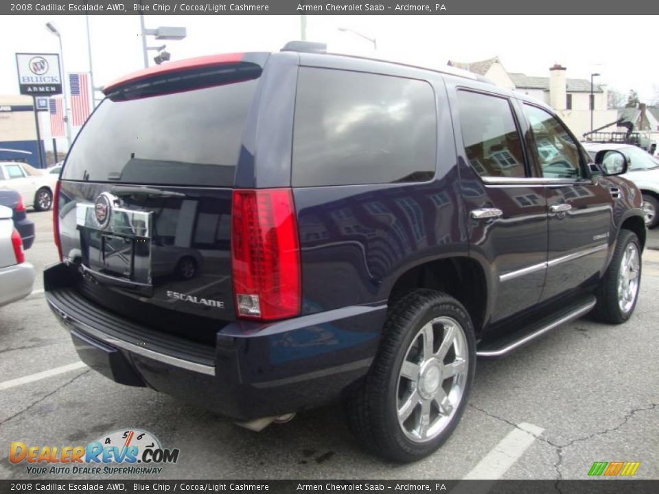 2008 Cadillac Escalade AWD Blue Chip / Cocoa/Light Cashmere Photo #8