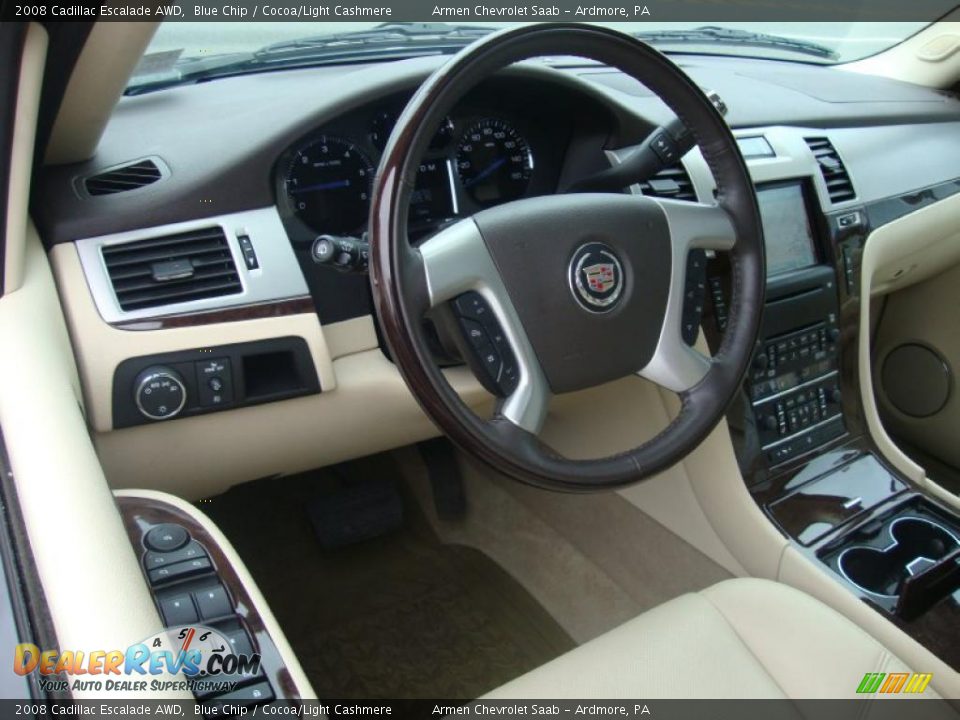 2008 Cadillac Escalade AWD Blue Chip / Cocoa/Light Cashmere Photo #11