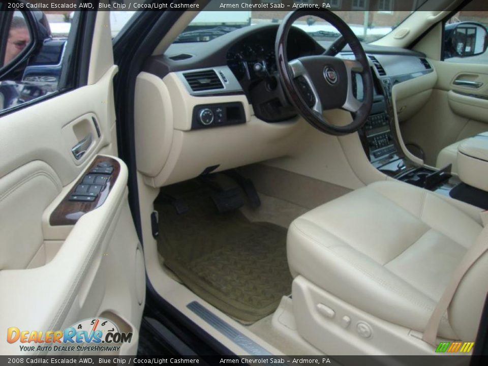 2008 Cadillac Escalade AWD Blue Chip / Cocoa/Light Cashmere Photo #12