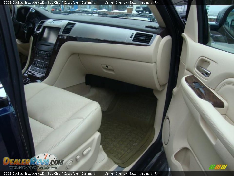 2008 Cadillac Escalade AWD Blue Chip / Cocoa/Light Cashmere Photo #17