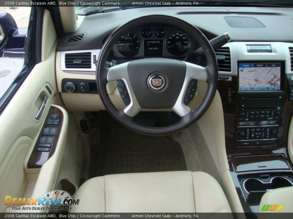 2008 Cadillac Escalade AWD Blue Chip / Cocoa/Light Cashmere Photo #27