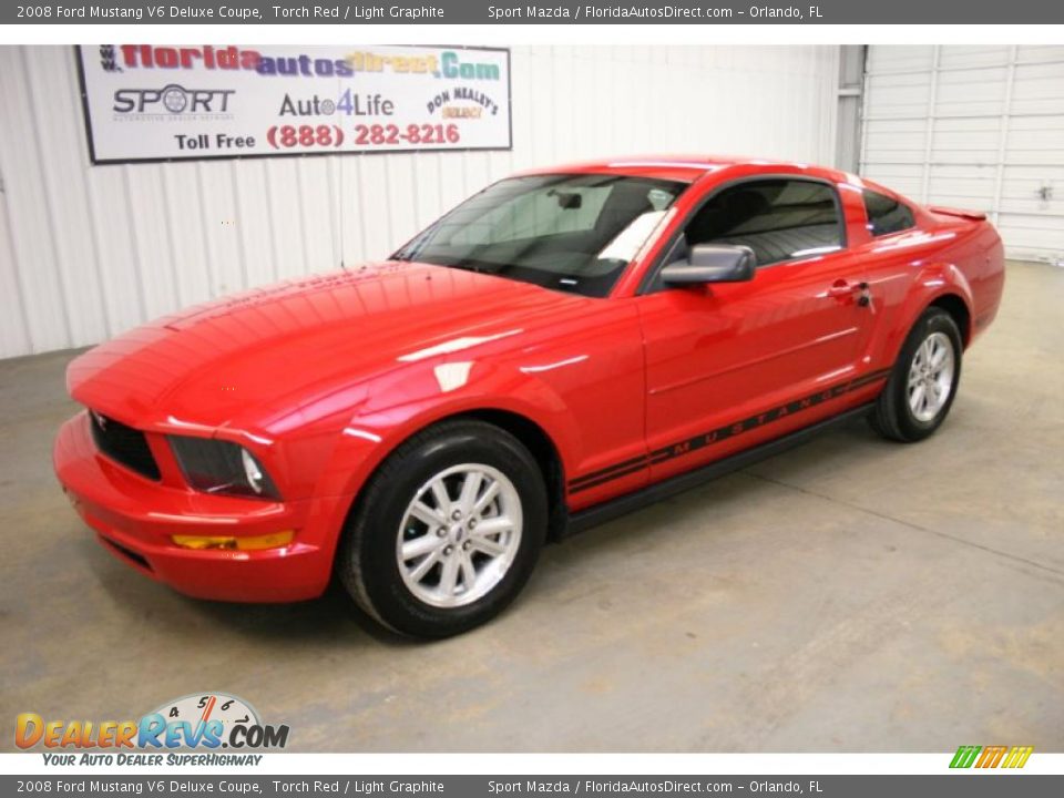 2008 Ford Mustang V6 Deluxe Coupe Torch Red / Light Graphite Photo #4