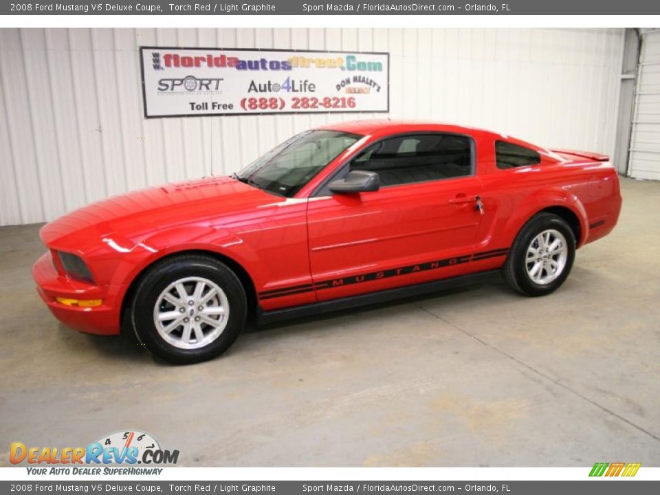2008 Ford Mustang V6 Deluxe Coupe Torch Red / Light Graphite Photo #8