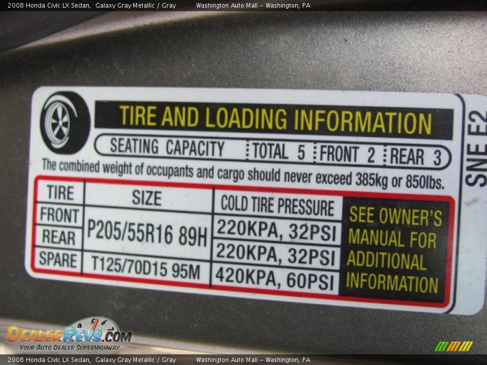 2008 Honda Civic LX Sedan Galaxy Gray Metallic / Gray Photo #17