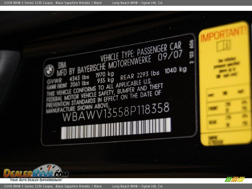 2008 BMW 3 Series 328i Coupe Black Sapphire Metallic / Black Photo #15