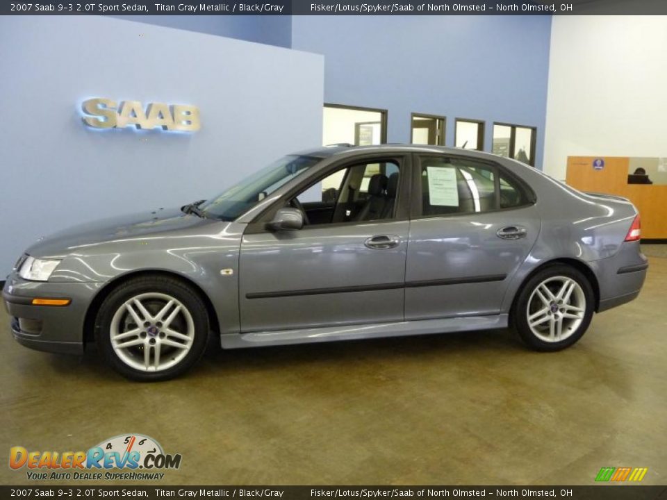 2007 Saab 9-3 2.0T Sport Sedan Titan Gray Metallic / Black/Gray Photo #2
