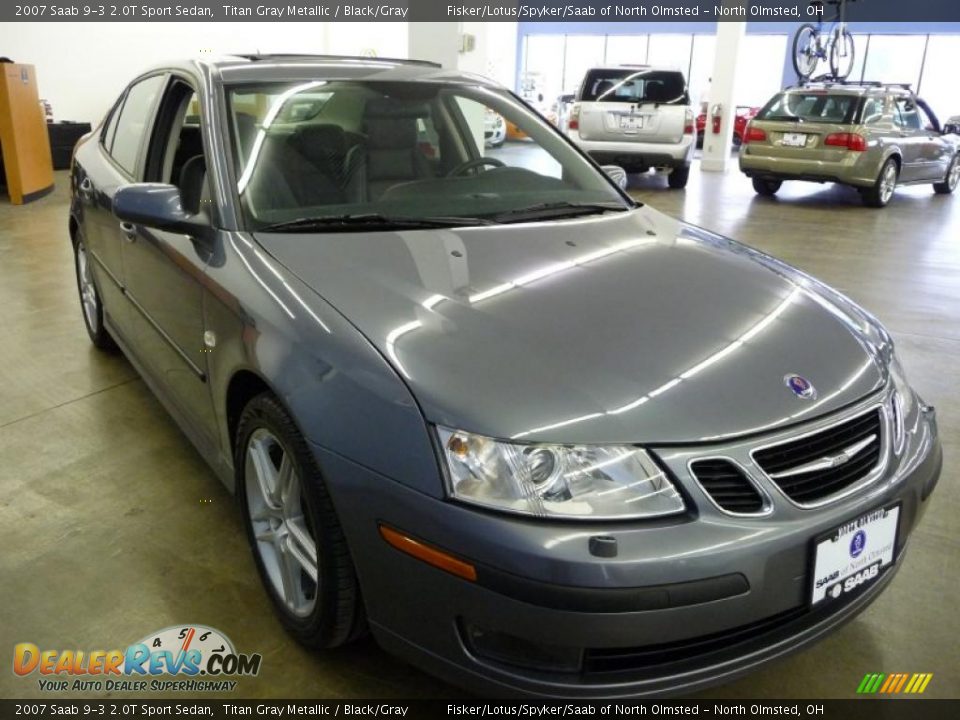 2007 Saab 9-3 2.0T Sport Sedan Titan Gray Metallic / Black/Gray Photo #7