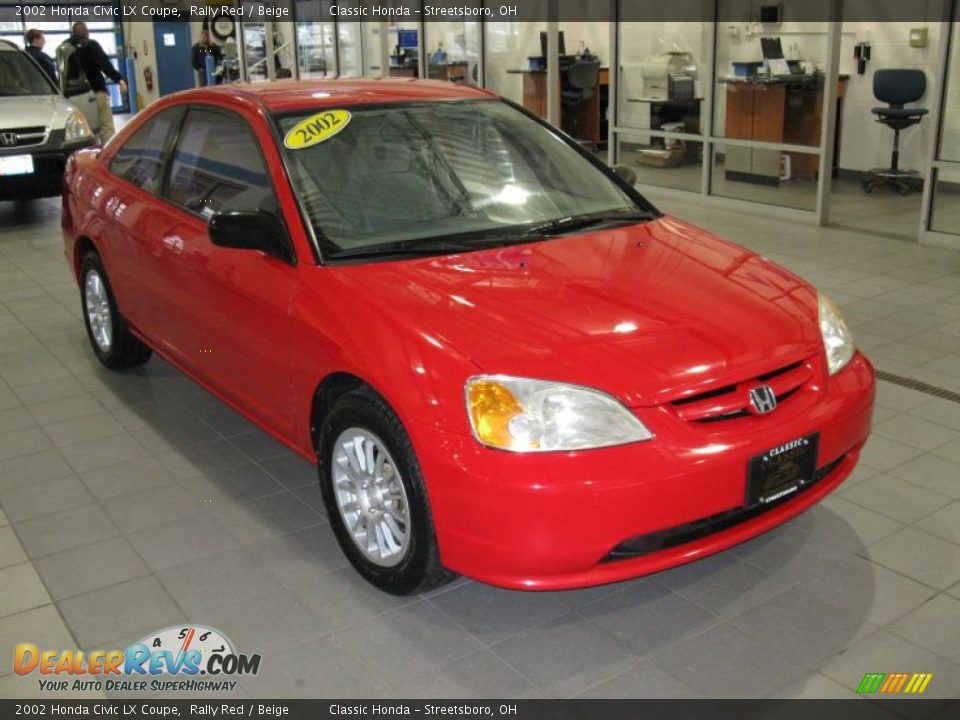 2002 Honda Civic LX Coupe Rally Red / Beige Photo #1