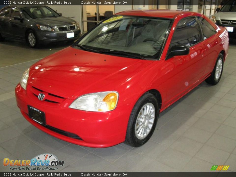 2002 Honda Civic LX Coupe Rally Red / Beige Photo #2