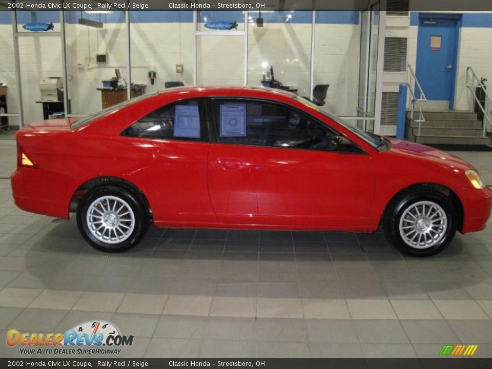 2002 Honda Civic LX Coupe Rally Red / Beige Photo #3