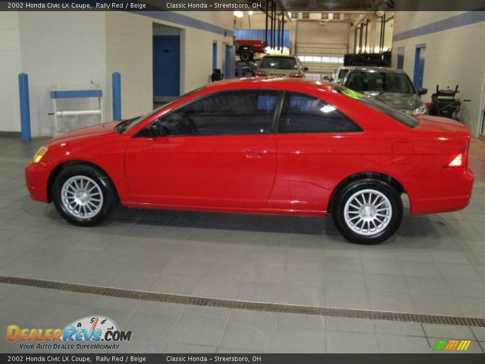 2002 Honda Civic LX Coupe Rally Red / Beige Photo #4