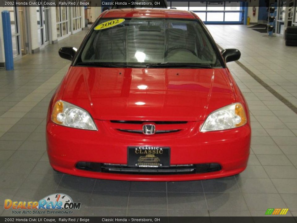 2002 Honda Civic LX Coupe Rally Red / Beige Photo #5
