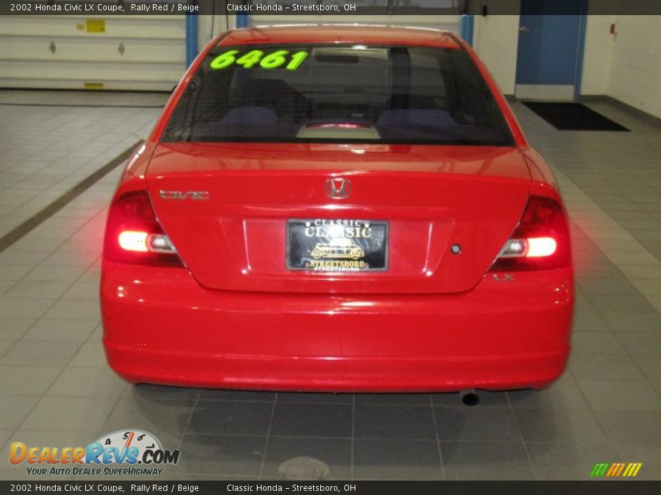 2002 Honda Civic LX Coupe Rally Red / Beige Photo #6