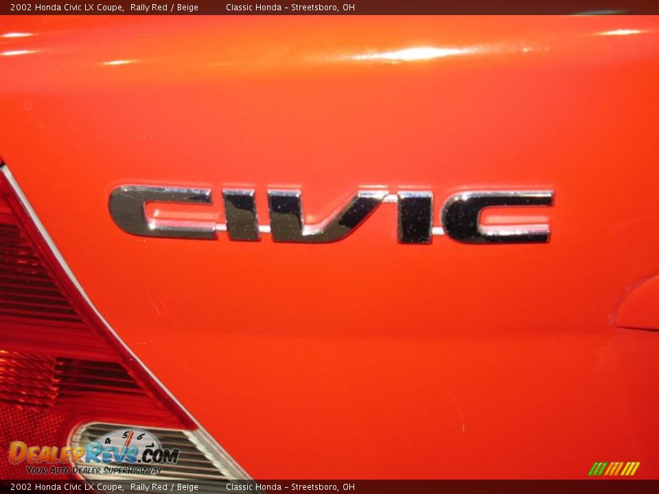 2002 Honda Civic LX Coupe Rally Red / Beige Photo #10