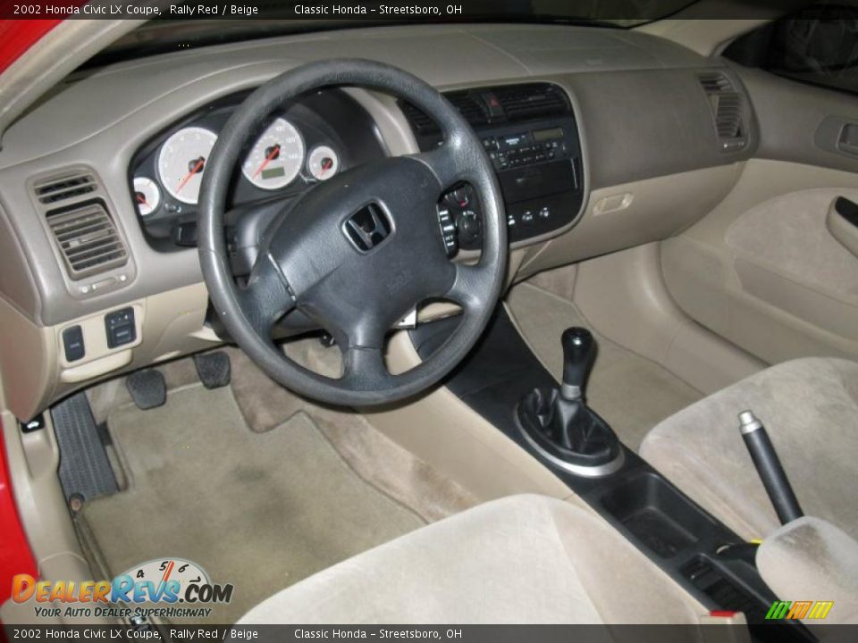 2002 Honda Civic LX Coupe Rally Red / Beige Photo #14
