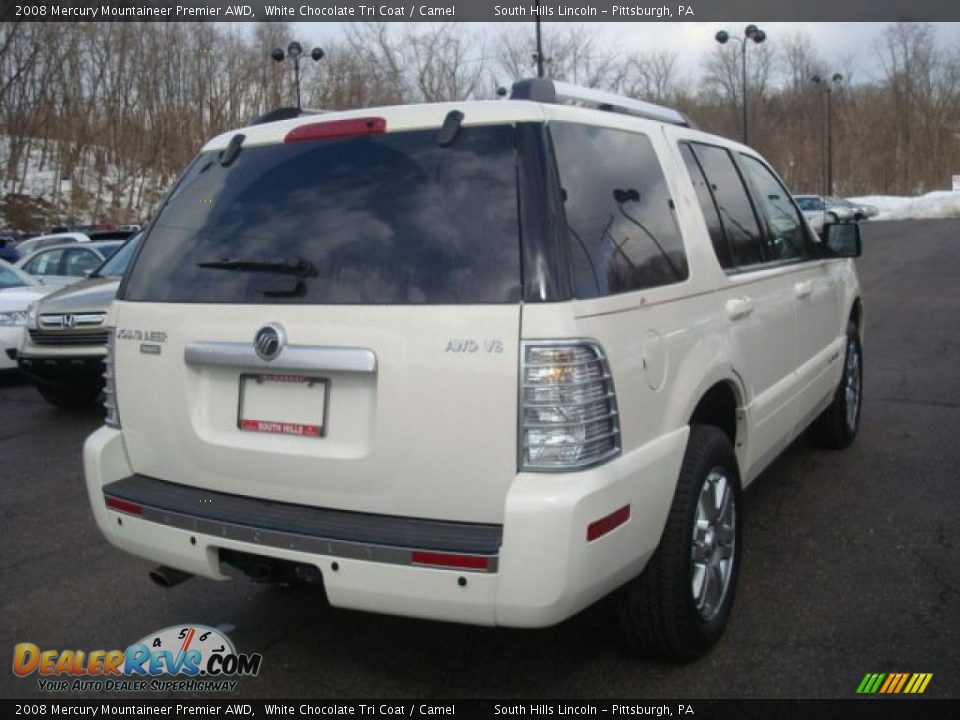 2008 Mercury Mountaineer Premier AWD White Chocolate Tri Coat / Camel Photo #4