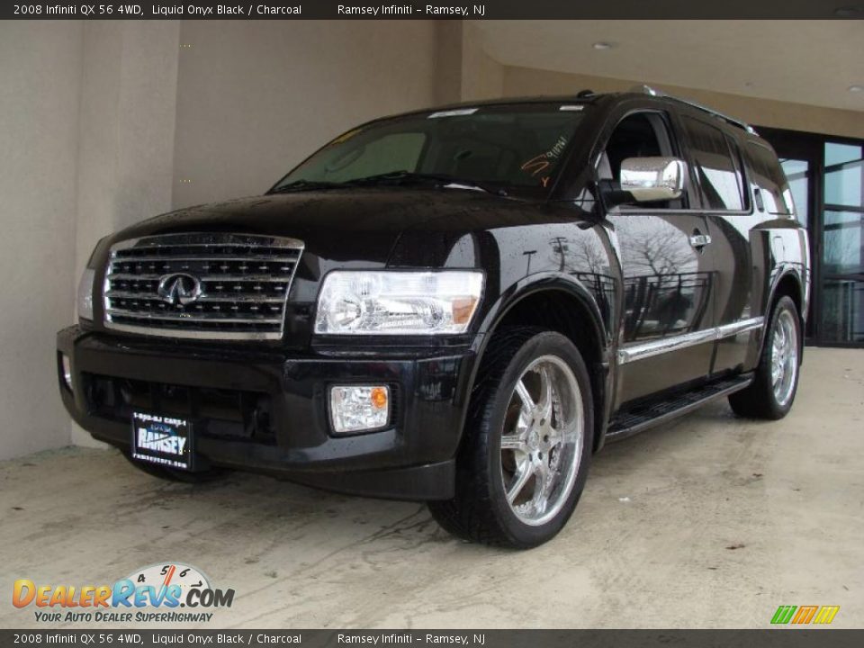 2008 Infiniti QX 56 4WD Liquid Onyx Black / Charcoal Photo #1
