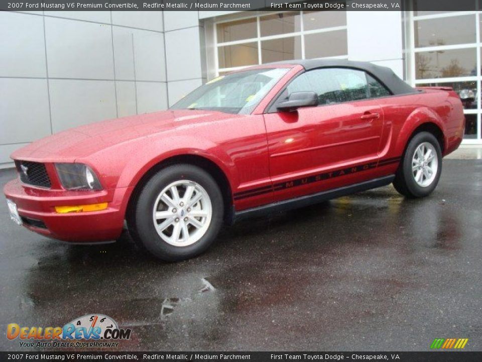 2007 Ford Mustang V6 Premium Convertible Redfire Metallic / Medium Parchment Photo #3