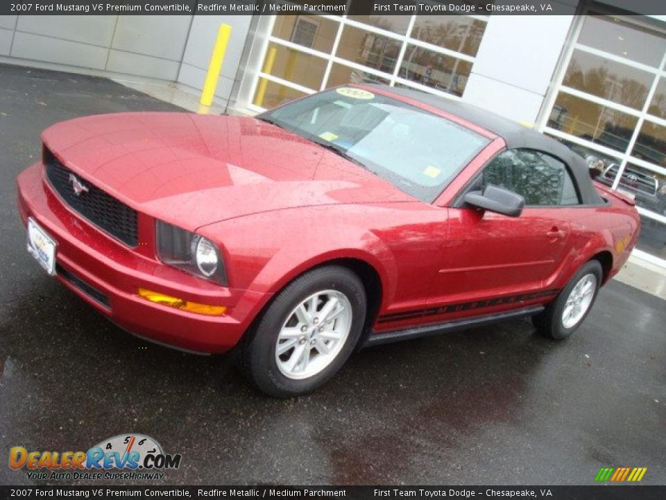 2007 Ford Mustang V6 Premium Convertible Redfire Metallic / Medium Parchment Photo #11