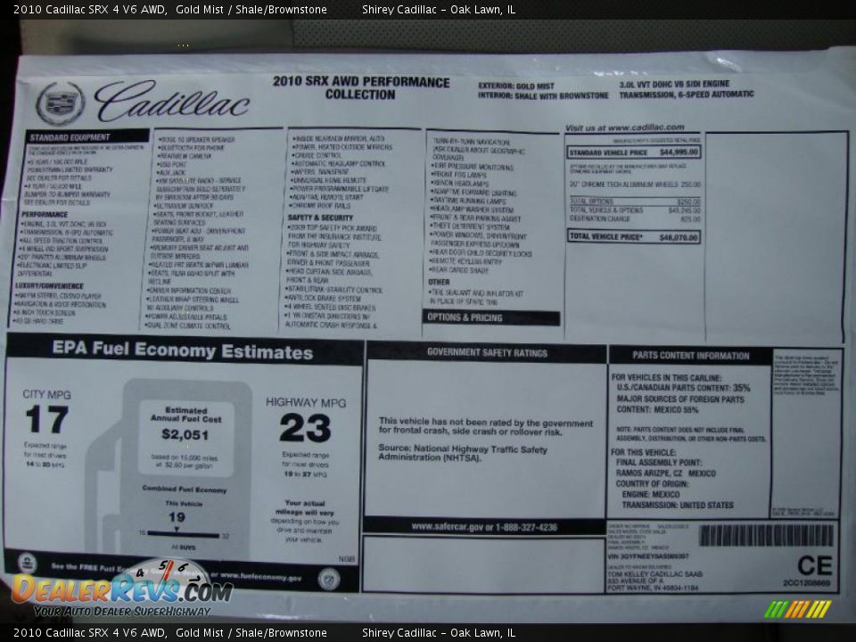 2010 Cadillac SRX 4 V6 AWD Gold Mist / Shale/Brownstone Photo #10