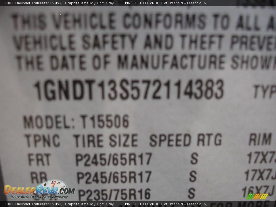 2007 Chevrolet TrailBlazer LS 4x4 Graphite Metallic / Light Gray Photo #20