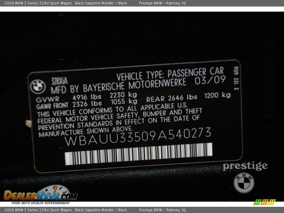 2009 BMW 3 Series 328xi Sport Wagon Black Sapphire Metallic / Black Photo #13