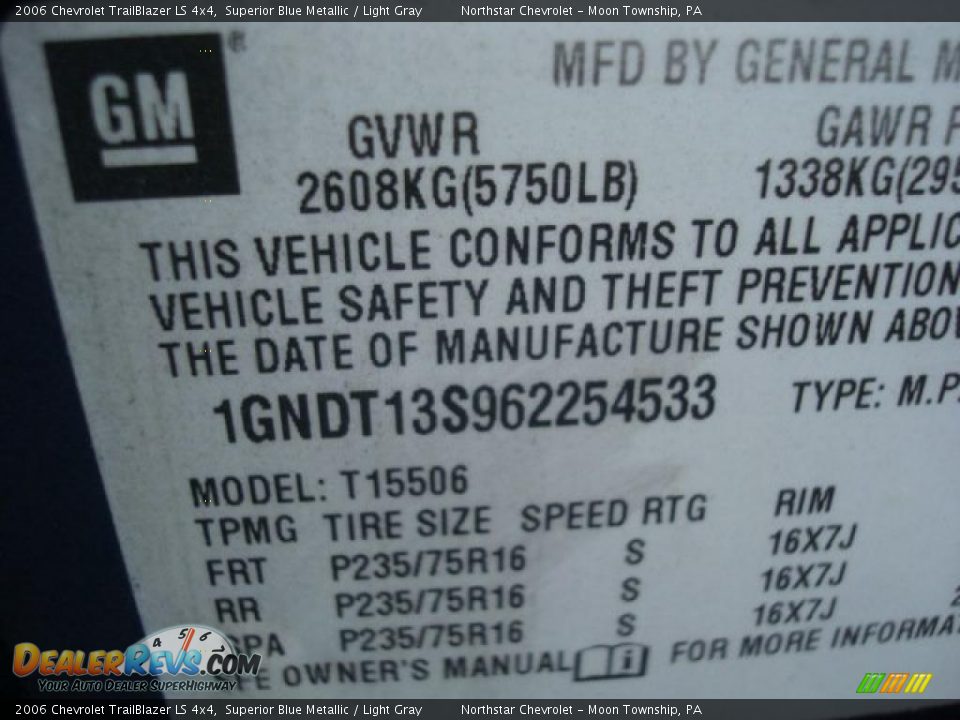 2006 Chevrolet TrailBlazer LS 4x4 Superior Blue Metallic / Light Gray Photo #19